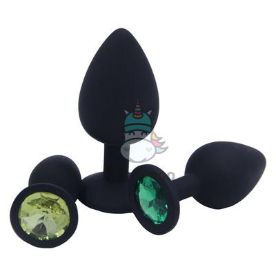 Midoko Medical Silicone Jewel Butt Plug Sex Toy Small - Black | PICK.A.ROO"