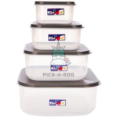 Klio Square Series Food Keeper Stackable Set of 4 - Gray 24 x 10 x 24cm ...