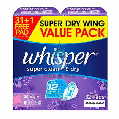 Whisper Super Clean & Dry Regular Flow Wings | PICK.A.ROO